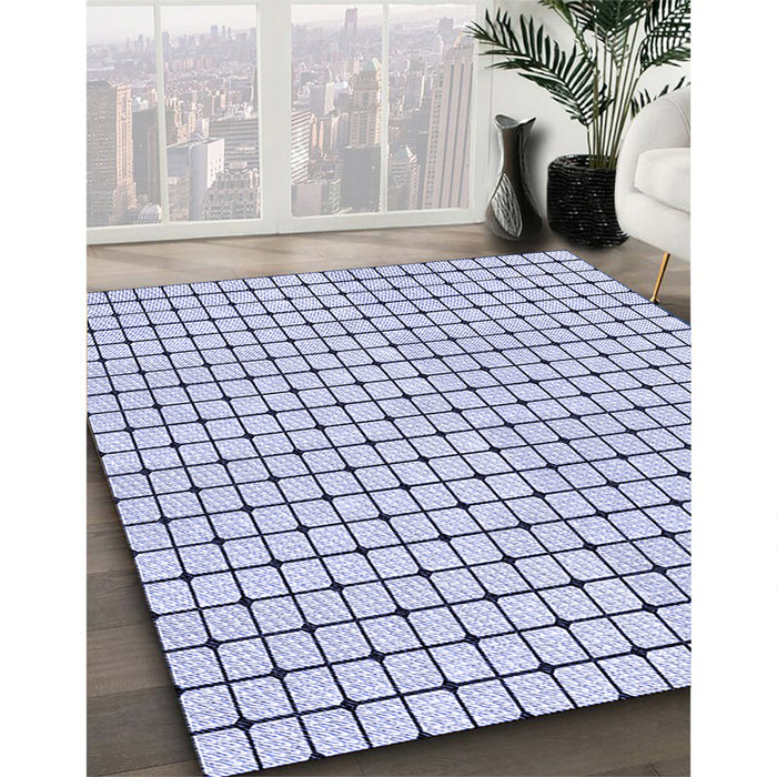 Patterned Lavender Blue Rug in Family Room, pat2006blu