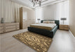 Patterned Bronze Brown Rug in a Bedroom, pat2007brn