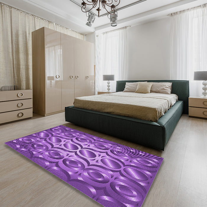 Patterned Purple Rug in a Bedroom, pat2007pur