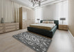 Machine Washable Transitional Dark Gray Rug in a Bedroom, wshpat2007