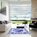 Machine Washable Transitional Royal Blue Rug in a Kitchen, wshpat2009blu