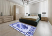 Patterned Royal Blue Rug in a Bedroom, pat2009blu