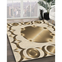 Patterned Khaki Gold Rug, pat2009brn