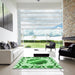 Square Patterned Jade Green Rug in a Living Room, pat2009grn