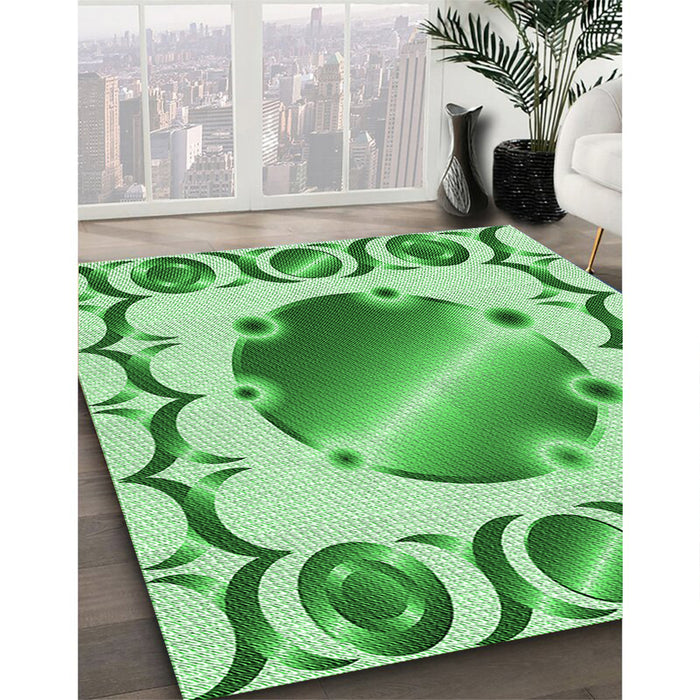 Machine Washable Transitional Jade Green Rug in a Family Room, wshpat2009grn