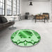 Round Patterned Jade Green Rug in a Office, pat2009grn