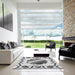 Square Patterned Smokey Gray Rug in a Living Room, pat2009gry