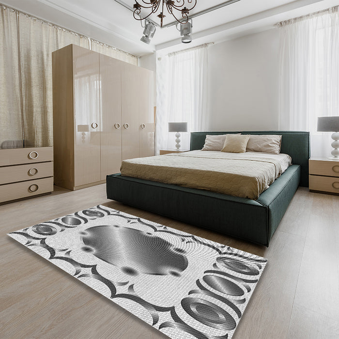Patterned Smokey Gray Rug in a Bedroom, pat2009gry