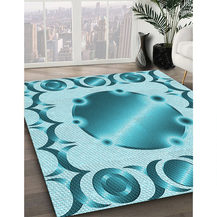 Machine Washable Transitional Blue Rug in a Family Room, wshpat2009lblu