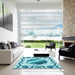 Machine Washable Transitional Blue Rug in a Kitchen, wshpat2009lblu