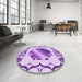 Round Patterned Blossom Pink Rug in a Office, pat2009pur