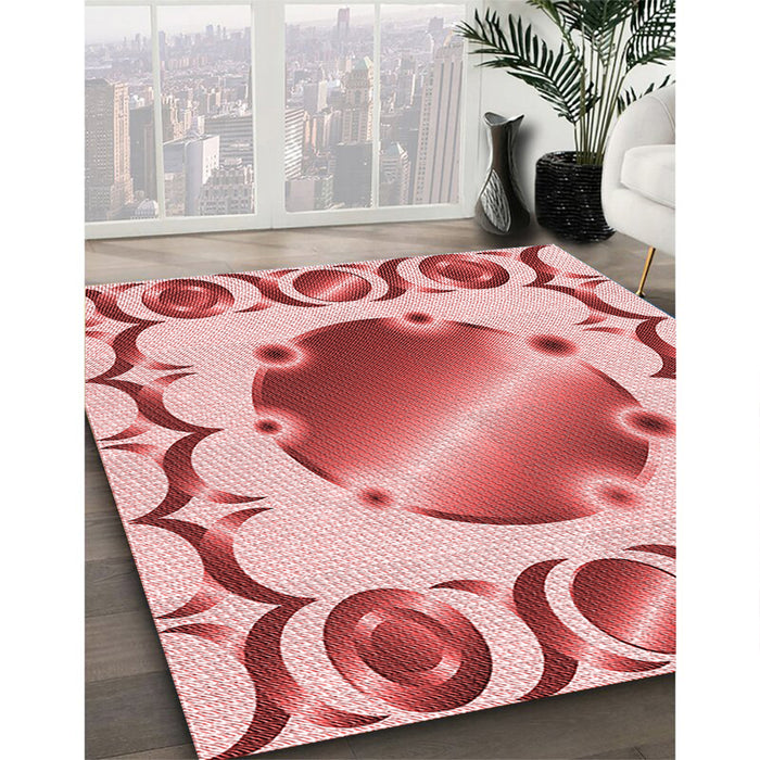 Machine Washable Transitional Red Rug in a Family Room, wshpat2009rd
