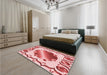 Round Machine Washable Transitional Red Rug in a Office, wshpat2009rd