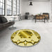 Round Patterned Dark Golden Brown Rug in a Office, pat2009yw