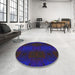 Round Patterned Purple Novelty Rug in a Office, pat200