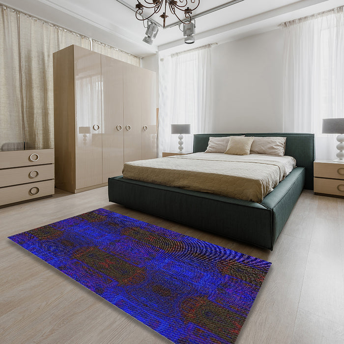 Machine Washable Transitional Purple Rug in a Bedroom, wshpat200