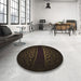 Round Patterned Black Rug in a Office, pat201brn