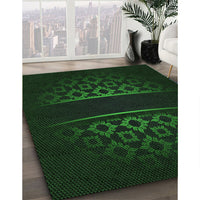 Patterned Deep Emerald Green Rug, pat201grn