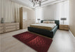 Patterned Chocolate Brown Rug in a Bedroom, pat201rd