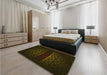 Patterned Midnight Gray Rug in a Bedroom, pat201yw