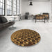 Round Patterned Bakers Brown Rug in a Office, pat2010brn