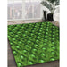 Machine Washable Transitional Deep Emerald Green Rug in a Family Room, wshpat2010grn