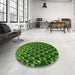 Round Patterned Deep Emerald Green Rug in a Office, pat2010grn