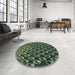 Round Patterned Dark Forest Green Rug in a Office, pat2010lblu