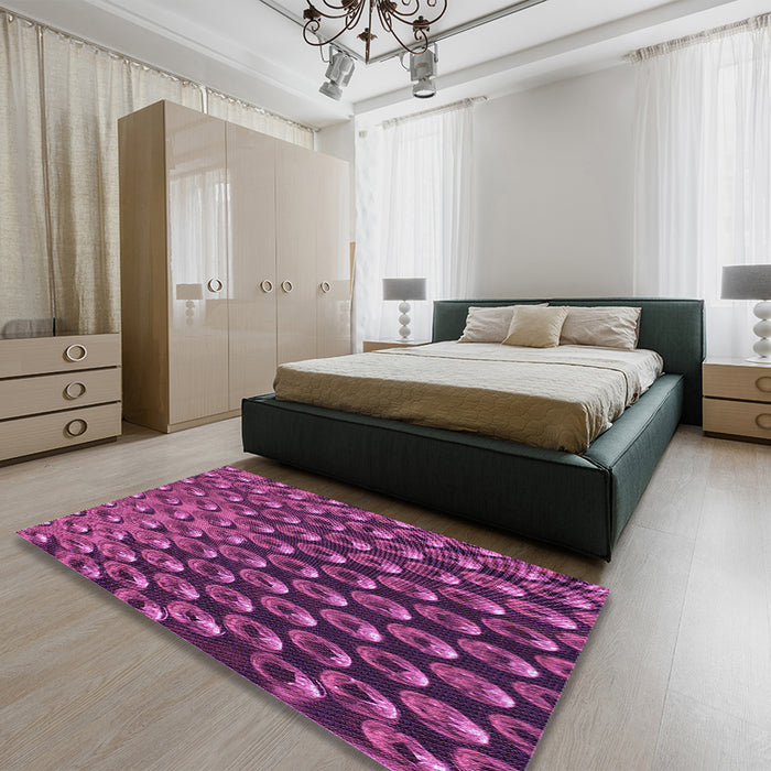 Patterned Neon Pink Rug in a Bedroom, pat2010pur