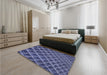 Round Machine Washable Transitional Denim Blue Rug in a Office, wshpat2011blu