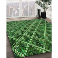 Patterned Dark Forest Green Rug, pat2011grn