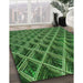 Machine Washable Transitional Dark Forest Green Rug in a Family Room, wshpat2011grn