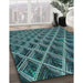 Patterned Deep Teal Green Rug in Family Room, pat2011lblu