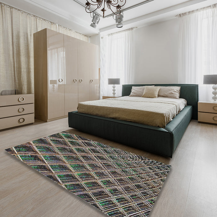 Machine Washable Transitional Sage Green Rug in a Bedroom, wshpat2011