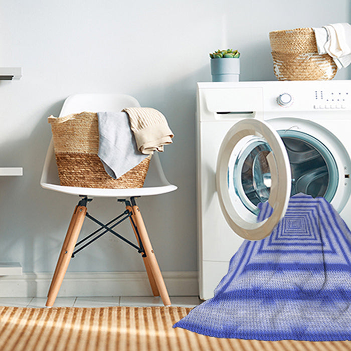 Machine Washable Transitional Blue Rug in a Washing Machine, wshpat2012blu