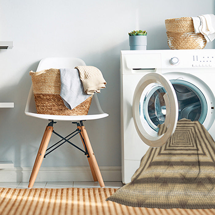 Machine Washable Transitional Brown Rug in a Washing Machine, wshpat2012brn