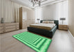 Patterned Lime Mint Green Rug in a Bedroom, pat2012grn