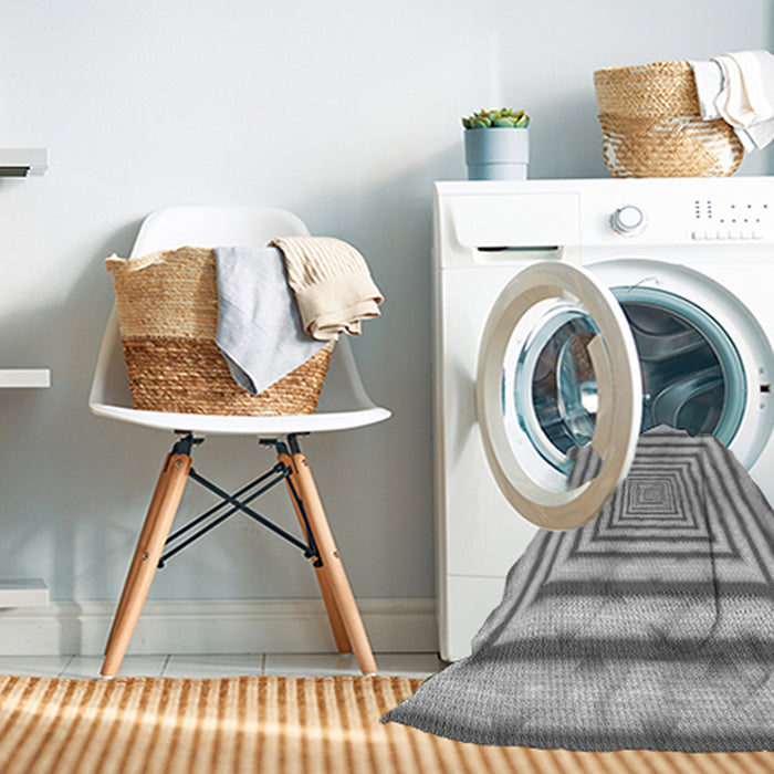 Machine Washable Transitional Platinum Silver Gray Rug in a Washing Machine, wshpat2012gry