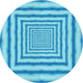 Square Patterned Deep Sky Blue Rug, pat2012lblu