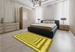 Patterned Yellow Rug in a Bedroom, pat2012yw