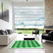 Machine Washable Transitional Jade Green Rug in a Kitchen, wshpat2013grn