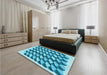 Patterned Bright Navy Blue Rug in a Bedroom, pat2013lblu