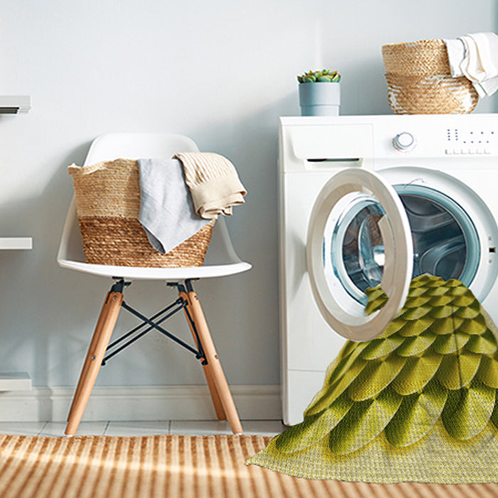 Machine Washable Transitional Olive Green Rug in a Washing Machine, wshpat2013yw