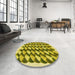 Round Patterned Olive Green Rug in a Office, pat2013yw