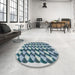 Round Patterned Blue Novelty Rug in a Office, pat2013