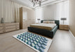 Machine Washable Transitional Blue Rug in a Bedroom, wshpat2013