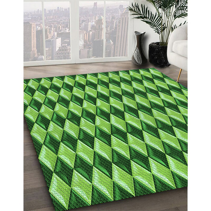 Patterned Green Rug in Family Room, pat2014grn