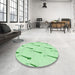 Round Patterned Mint Green Rug in a Office, pat2015grn