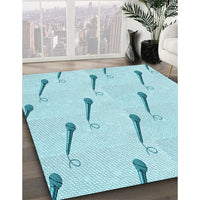 Patterned Diamond Blue Rug, pat2015lblu