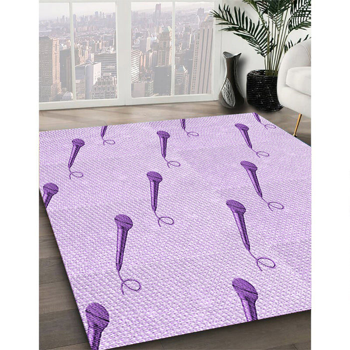 Patterned Bright Lilac Purple Rug in Family Room, pat2015pur